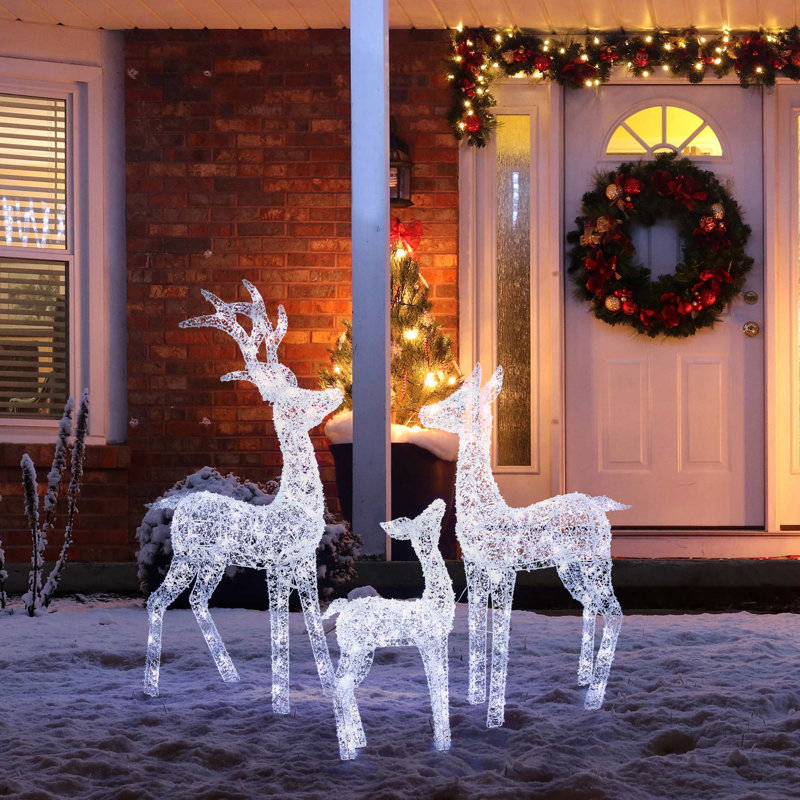 Light-Up Rattan-Look Deer Family, with 210 Clear Incandescent Christmas outlets Lights